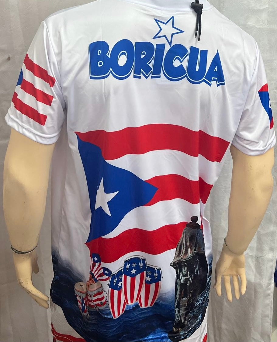 T-Shirt Boricua flat and tambor Men short sleeve