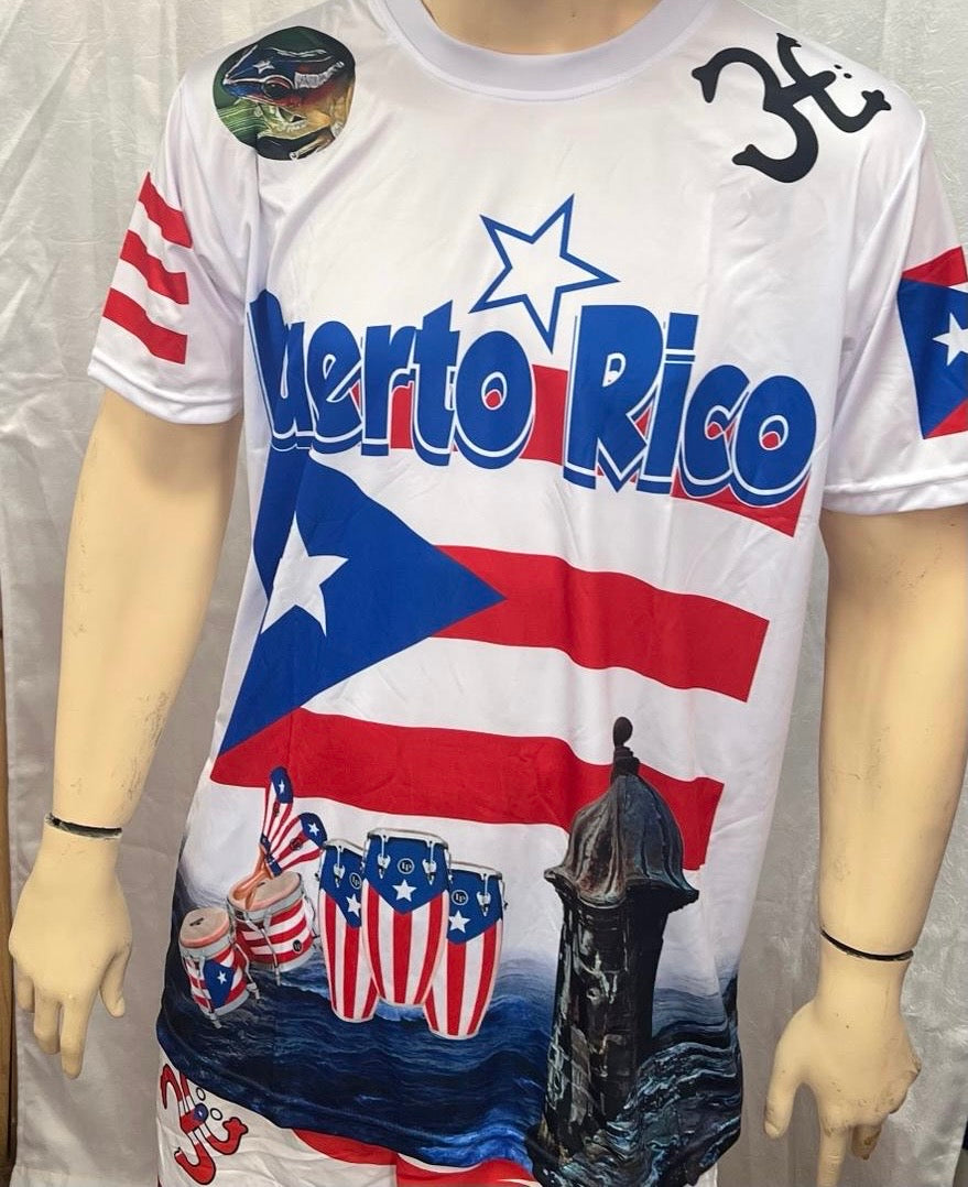 T-Shirt Boricua flat and tambor Men short sleeve